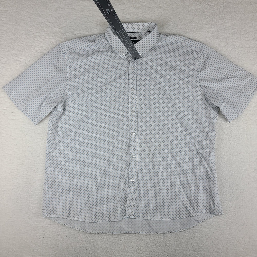 Kenneth Cole Shirt Mens 3X Blue Slim Fit Casual Awearness Button Up Short Sleeve